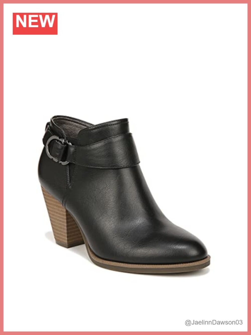 Faux Leather Pointed Toe Ankle Bootie Block Heel Zip